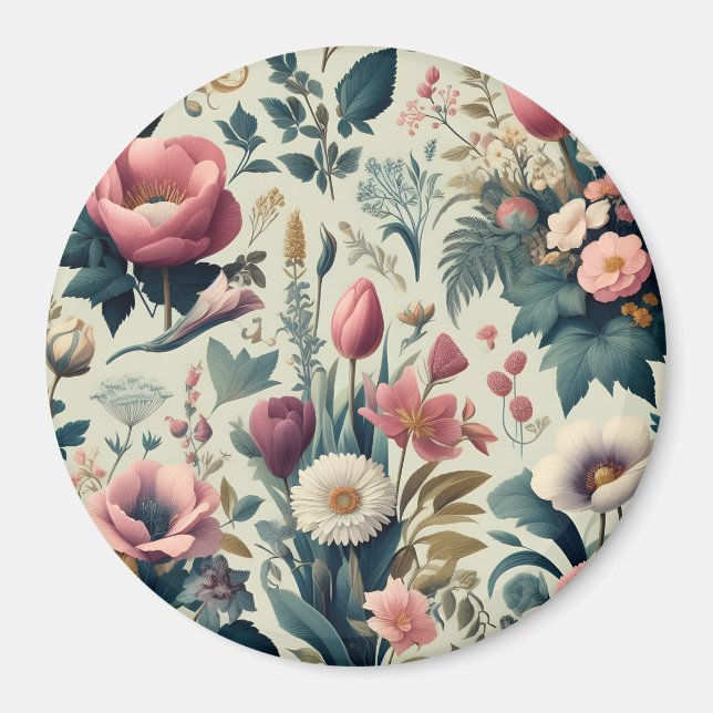Discover Stunning Spring Floral Botanical Pattern Magnet (Front)