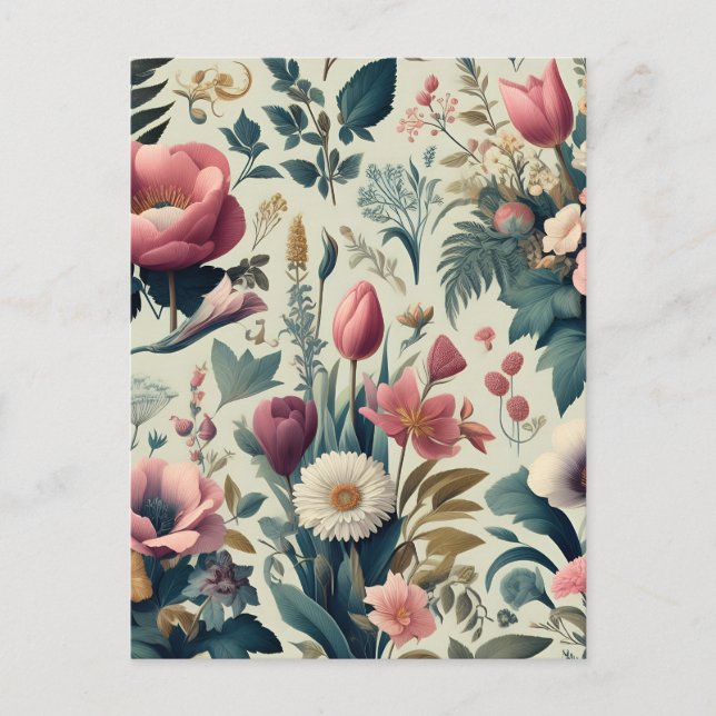 Discover Stunning Spring Floral Botanical Pattern Postcard (Front)