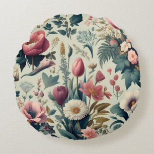 Discover Stunning Spring Floral Botanical Pattern Round Cushion
