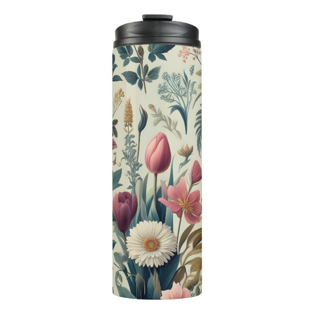 Discover Stunning Spring Floral Botanical Pattern Thermal Tumbler (Front)