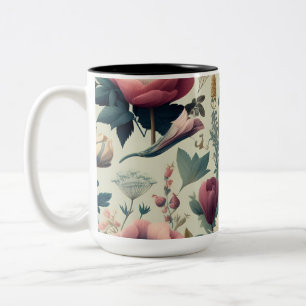 Discover Stunning Spring Floral Botanical Pattern Two-Tone Coffee Mug