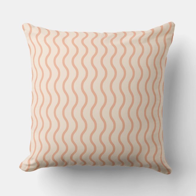 Discover Tan Wavy Patterns on a Cream back Cushion (Front)