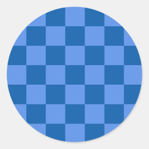 Discover the Allure of Blue Chequerboard Pattern Classic Round Sticker