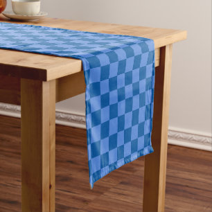 Discover the Allure of Blue Chequerboard Pattern Short Table Runner