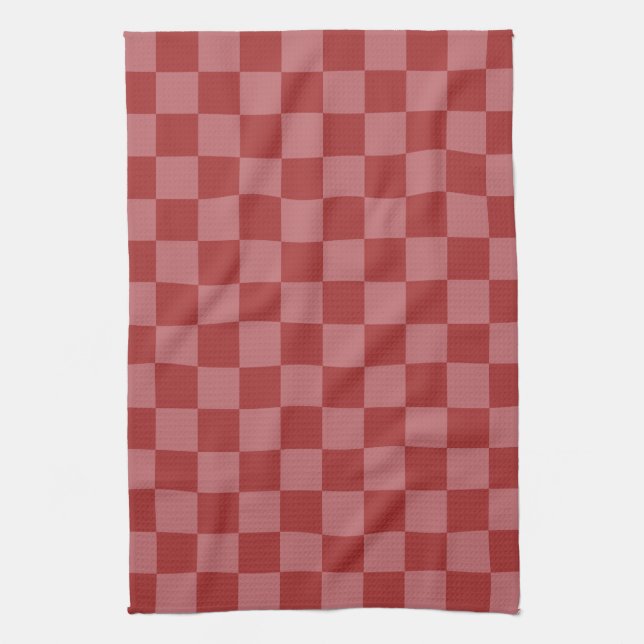 Discover the Charm of Pink and Red Chequerboard  Tea Towel (Vertical)