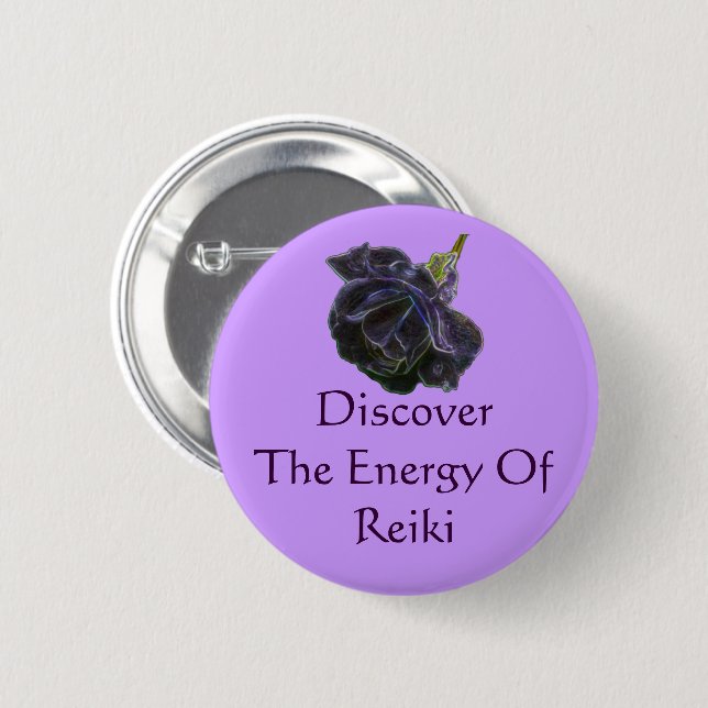 Discover The Energy Of Reiki Rose  6 Cm Round Badge (Front & Back)
