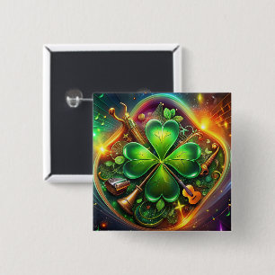 Discover the Perfect Harmony of Shamrock, Musical  15 Cm Square Badge