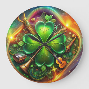 Discover the Perfect Harmony of Shamrock, Musical  Large Clock