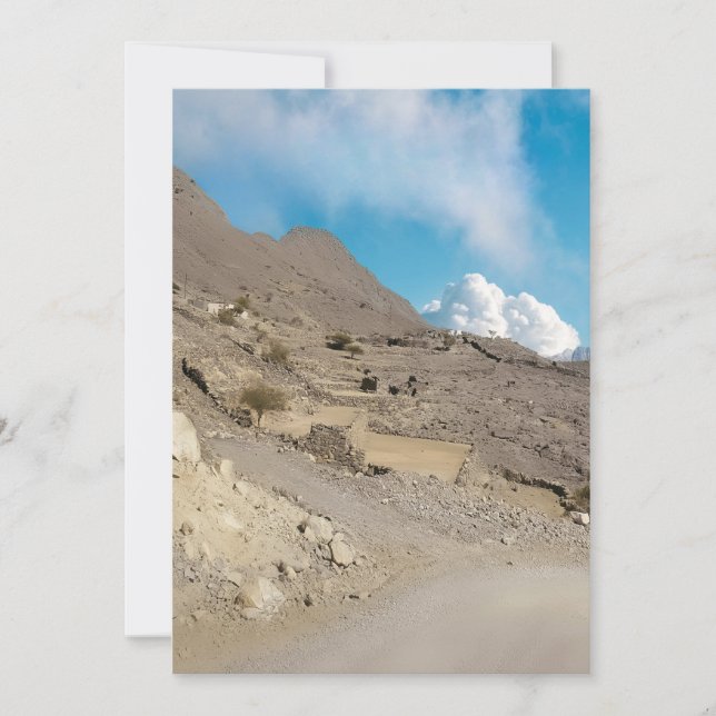 Discover the Rugged Beauty of Oman's Desert Landsc Holiday Card (Front)