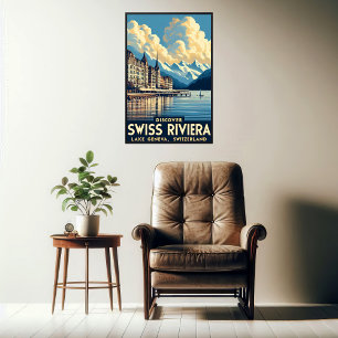 Discover The Swiss Riviera Vintage Travel Poster