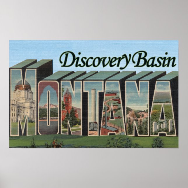 Discovery Basin, Montana - Large Letter Scenes Poster (Front)