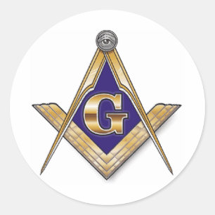 Discreet Blue Square & Compasses Classic Round Sticker