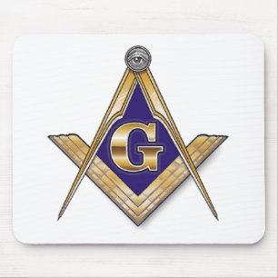 Discreet Blue Square & Compasses Mouse Pad