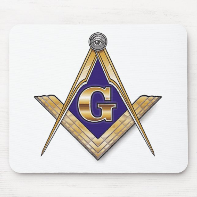 Discreet Blue Square & Compasses Mouse Pad (Front)