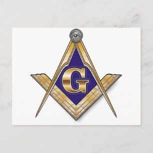 Discreet Blue Square & Compasses Postcard