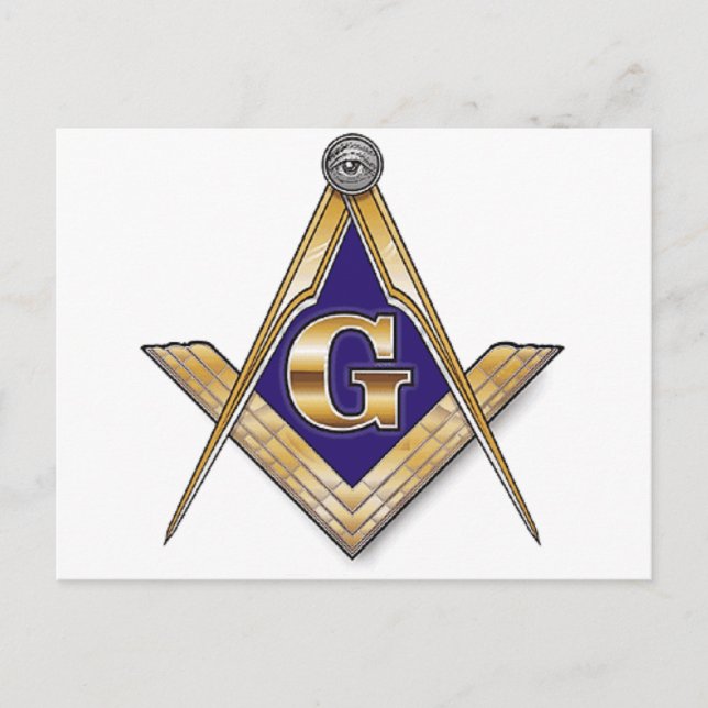 Discreet Blue Square & Compasses Postcard (Front)