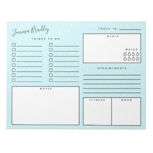 Discreet White Dots Blue Daily Organiser Notepad