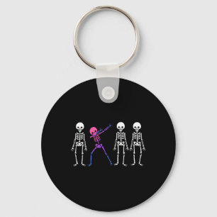 Discrete Biual Skeleton Subtle Bi Pride Halloween Key Ring