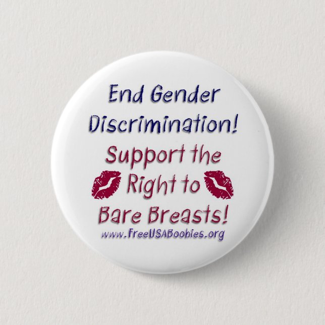 Discrimination & Bare Breasts Kiss Button (Front)