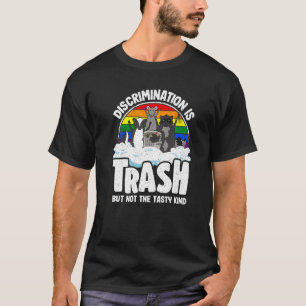 Discrimination Is Trash Gay Pride Raccoon Opossum T-Shirt