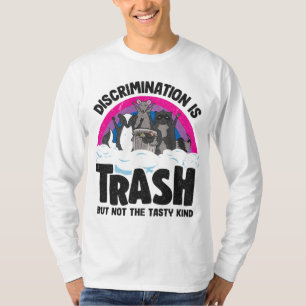 Discrimination Is Trash Opossum Racoon Bisexual B T-Shirt