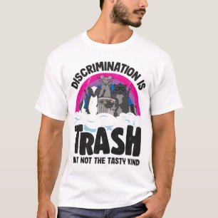 Discrimination Is Trash Opossum Racoon Bisexual B T-Shirt