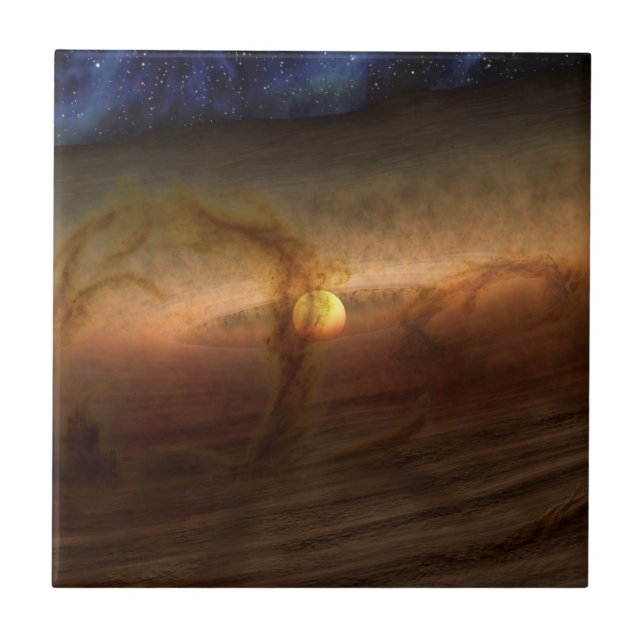 Discs Of Planet-Forming Material Circling Stars. Ceramic Tile (Front)