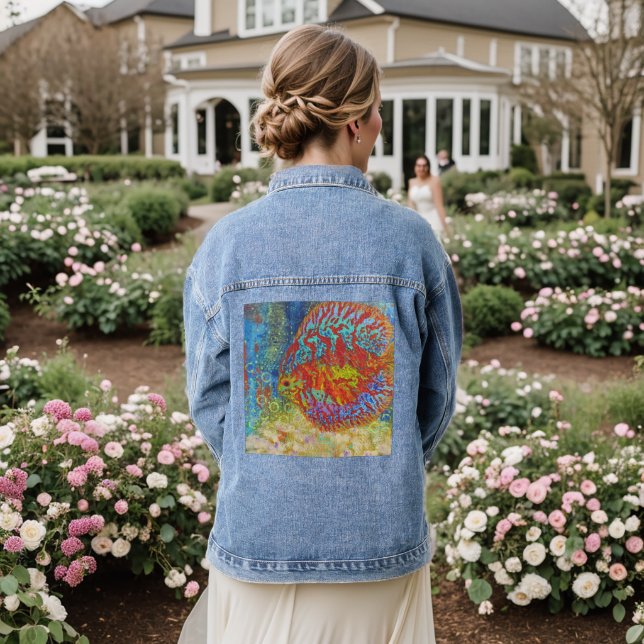 Discus Fish Denim Jeans Jacket (Wedding Back)