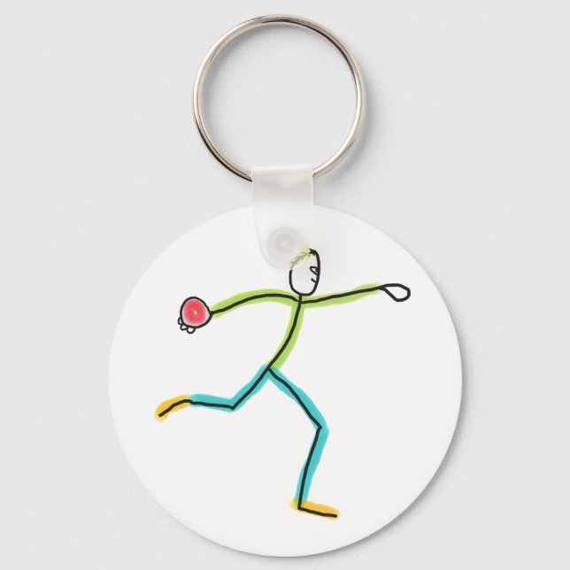 Discus Throw Stickman Key Ring (Front)