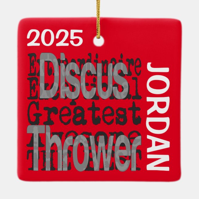 Discus Thrower Extraordinaire CUSTOM Ceramic Ornament (Back)