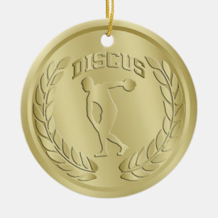 Discus Thrower Gold Toned Medal Ornament