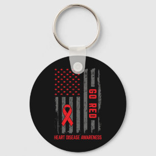 Disease American Flag Go Red Heart Disease Awarene Key Ring