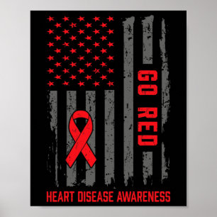 Disease American Flag Go Red Heart Disease Awarene Poster