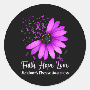 Disease Awareness Faith Hope Love Purple Ribbon 1  Classic Round Sticker
