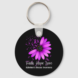 Disease Awareness Faith Hope Love Purple Ribbon 1 Key Ring