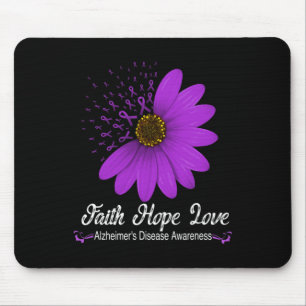 Disease Awareness Faith Hope Love Purple Ribbon Mouse Pad