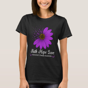 Disease Awareness Faith Hope Love Purple Ribbon  T-Shirt
