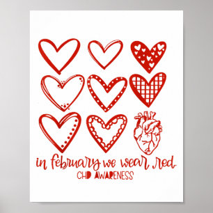 Disease Awareness Hearts I Wear Red Heart Surgery Poster
