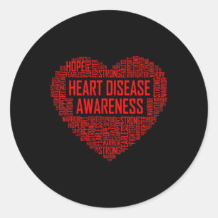 Disease Awareness Red Heart Gift February Wear Red Classic Round Sticker