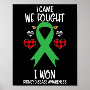 Disease Awareness Ribbon I Came We Fought I Won Ch Poster