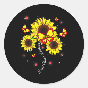 Disease Awareness Sunflower Butterfly Ribbon Classic Round Sticker