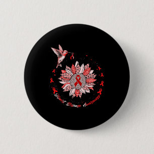 Disease Awareness Sunflower Hummingbird Ribbon  6 Cm Round Badge