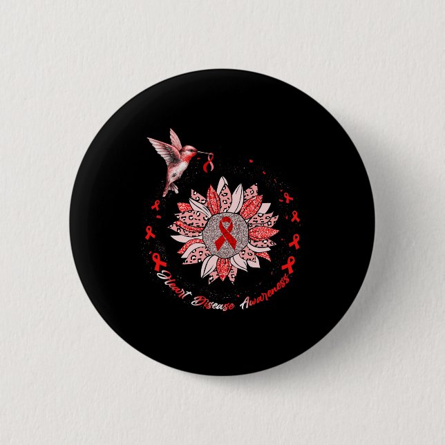 Disease Awareness Sunflower Hummingbird Ribbon  6 Cm Round Badge (Front)