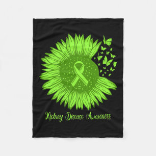 Disease Awareness Sunflower Mum Green Ribbon Fleece Blanket