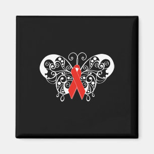 Disease Awareness T Shirt Red Ribbon Butterfly  Magnet