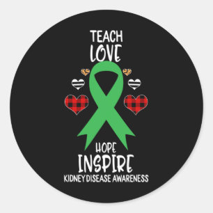 Disease Awareness Teach Ribbon Love Hope Inspire Classic Round Sticker