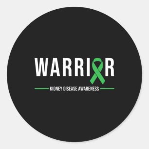 Disease Awareness Warrior Recovery Green Ribbon  Classic Round Sticker