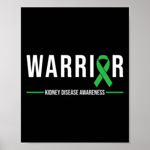 Disease Awareness Warrior Recovery Green Ribbon Poster