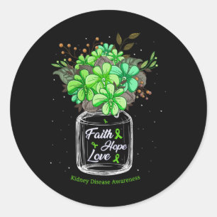 Disease Faith Love Hope Flower Jar Awareness Classic Round Sticker