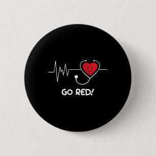 Disease February Wear Red Heart Disease Awareness  6 Cm Round Badge